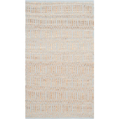 Handmade Silver and Natural Cotton Geometric Area Rug, 3' x 5'