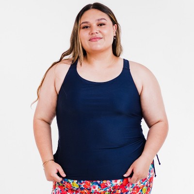 Calypsa Women's Plus Size Maya Tankini Swim Top With Built-in Bra