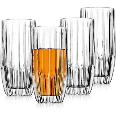 Godinger Highball Beverage Glass Cup Pleat Set of 4