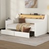 White Twin Daybed with Trundle, Charging Station & LED Lights - 2 of 4