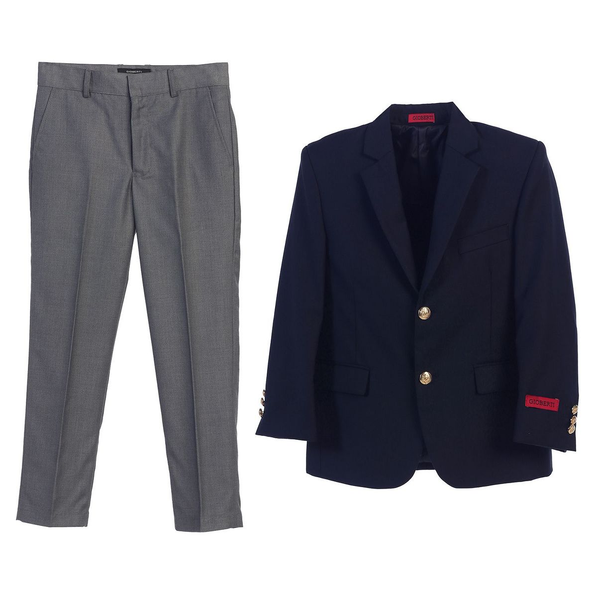 Gioberti Boy's Suit Jacket Navy Blazer and Charcoal Dress Pants