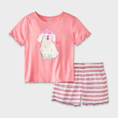 Girls' 2pc Poodle Short Sleeve Pajama Set - Cat & Jack™ Pink S