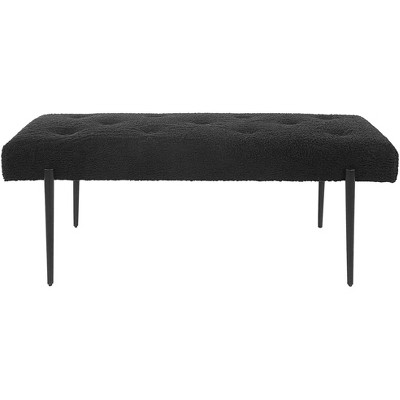 Uttermost Olivier 49 1/2"W Black Faux Shearling Tufted Bench