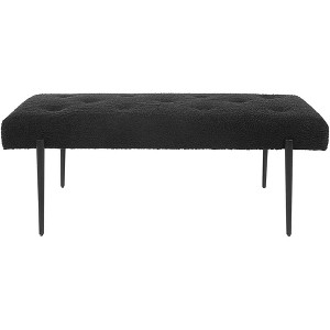 Uttermost Olivier 49 1/2"W Black Faux Shearling Tufted Bench - 1 of 1