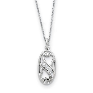 Black Bow Jewelry Rhodium Plated Sterling Silver & CZ Best Friends Forever Necklace - 1 of 4