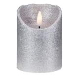 Northlight 4" LED Silver Glitter Flameless Christmas Decor Candle