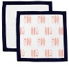 Bacati - Olivia Tribal Print Coral/Navy Feathers/Triangles Muslin 2 pc Security Blankets - 3 of 4