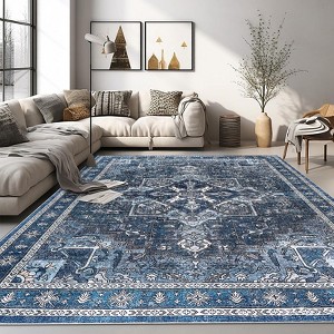 Fulvari Area Rugs for Living Room Machine Washable Non Slip Vintage Retro Rugs Low Pile Lightweight Chenille Print Rug - 1 of 4