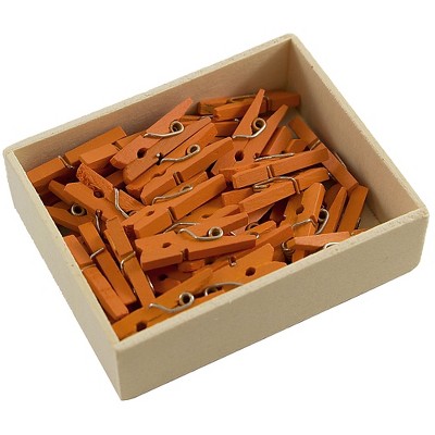 JAM Paper Wood Clip Clothespins Small 7/8 Inch Orange Clothes Pins 230729133