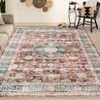 Washable Indoor Vintage Floral Print Living Room Bedroom Area Rugs, Low Pile Non Slip Floor Carpet for Dining Room Home - 3 of 4