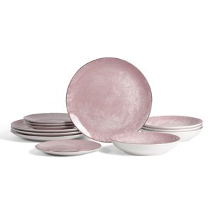 Christian Siriano Onyx 12-Piece Dinnerware Set Porcelain, Service