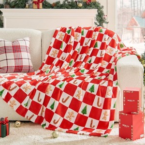 Lomsoe Christmas Throw Blanket, Cozy Holiday Blanket with Red Snowflake Design, Soft Lightweight Flannel Christmas Blanket. - 1 of 4