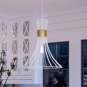Urban Ambiance Luxury Mid-Century Modern Pendant 16''H x 18''W,  Matte White Finish,  Tucson Collection, UHP4350 - 1 of 4