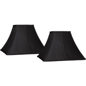Springcrest Set of 2 Square Lamp Shades Black Medium 6" Top x 14" Bottom x 9.5" High Spider Replacement Harp and Finial Fitting - 1 of 4