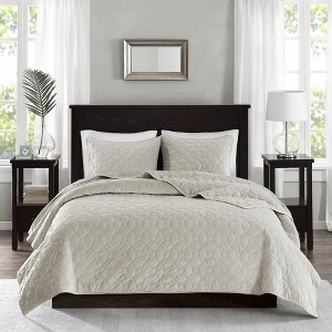 Sapphtopaz 3 Pcs Comforter Set Quilt Set Soft Velvet Quilt Set in Geometric Quilting Technique Cotton Filling 1 Quilt 2 Pillow Shams, Machine Washable - 1 of 4