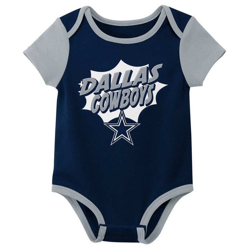 NFL Dallas Cowboys Infant Boys&#39; 3pk Bodysuit, 4 of 5