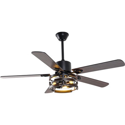 Bella Depot 52" Black Cage Farmhouse Ceiling Fan with Light
