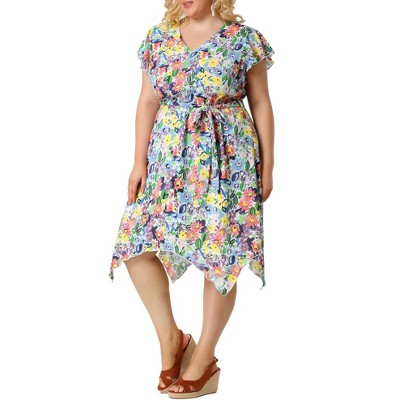 Agnes Orinda Women's Plus Size Outfits Smocked Elegant Floral