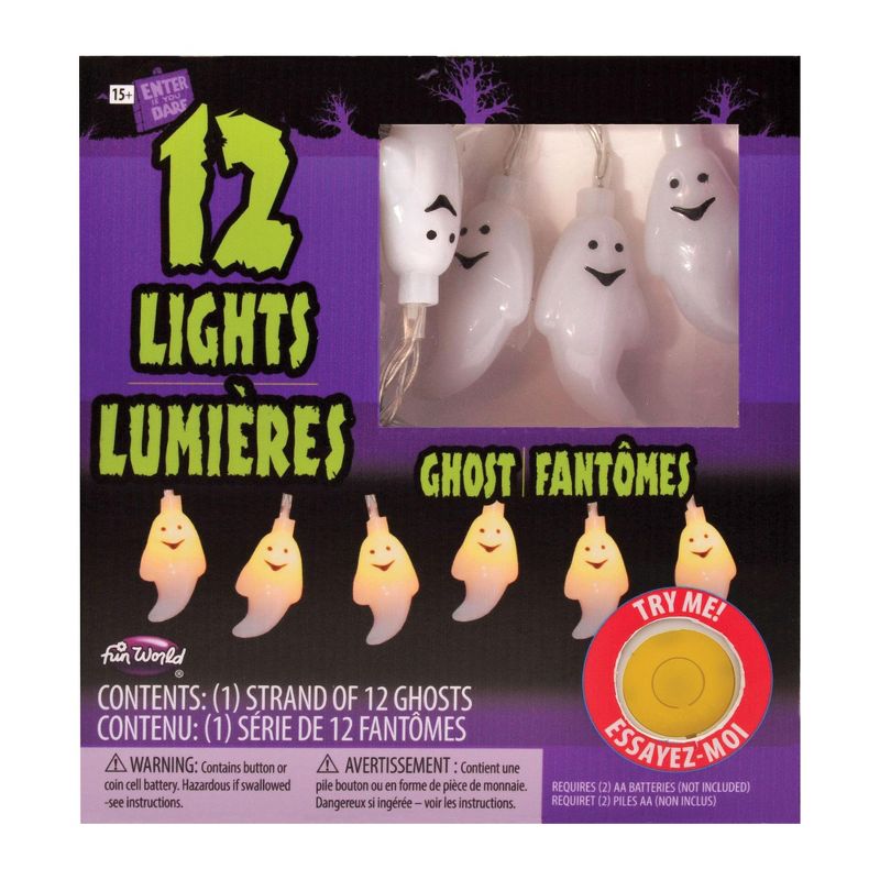 Funworld Glowing Ghost String Lights | 5.9 Foot String w/ 12 LED Lights, 1 of 2