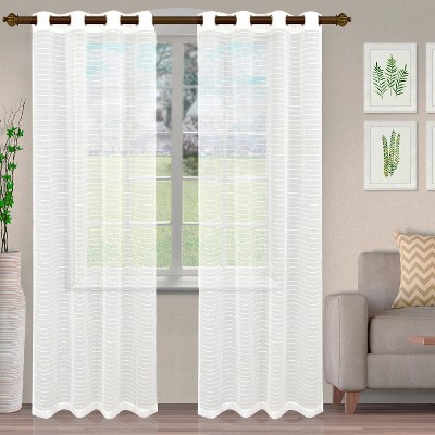 Delicate Stripe Sheer Grommet Curtain Panel Set by Blue Nile Mills