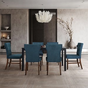 ChaletPosh 7 Pieces Dining Set with Linen Cover Dining Chair - 1 of 4