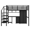 NicBex Twin Size Loft Bed Metal Bed Frame with Iron Mesh, Storage Stairs and Full Length Guardrail, Space Saving, No Box Spring Required - 3 of 4