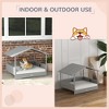 Akoasm Wicker Dog Shelter With Canopy & Waterproof Rattan Cushion Bed For Small And Medium Dogs Outdoor-White - 4 of 4