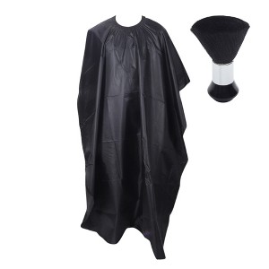 Unique Bargains Solid Color Hair Cut Barber Cape with Brush Black 1 Set - 1 of 4