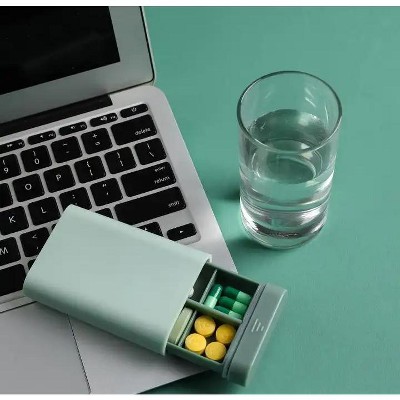 Smart Tech AM PM Pill Box: Portable Sliding Pocket Home and Gym 3 or 6 Tray Organizer for Medication, Vitamins Supplements Probiotics