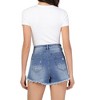 Womens Denim Shorts High Waisted Short Jeans Casual Summer Ripped Stretchy Jeans Shorts Frayed Raw Hem Denim Shorts - Light Blue 2XL - 4 of 4
