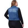 Agnes Orinda Women's Plus Size Trucker Zipper-Front Sleeveless Crop Sport Denim Vests - 4 of 4