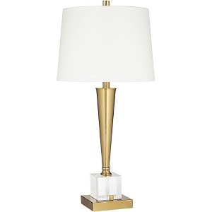 Possini Euro Design Wayne 29 1/4" Tall Modern Glam End Table Lamp USB Port Brass Finish Metal Crystal Single White Shade Living Room Charging Bedroom - 1 of 4