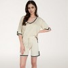 Anna-Kaci Lounge Women's Knit Lounge Set with V-Neck Top and Drawstring Shorts Featuring Contrast Trim - 2 of 4