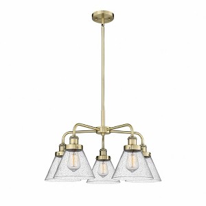 Cone - 5 Light Stem Hung Chandelier In Art Deco Style-15 Inches Tall and 25.75 Inches Wide - 1 of 1