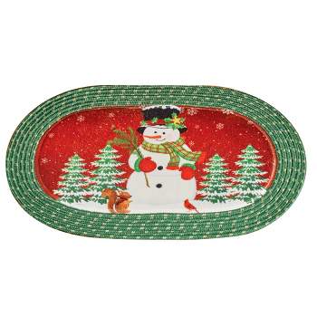 Collections Etc Holiday Snowman Festive Braided Kitchen Accent Rug