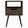 INFURNIC Nightstands Modern Nightstand Superior Top with One Drawer and Open Shelf Four Legs for Bedroom Storage, Brown, 13.8"*15.8"*24.8" - 2 of 4