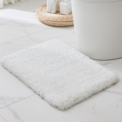 Attop Small Bathroom Rugs 17x24 Non Slip White Fluffy Bath Mat for Bathroom Floor Machine Washable Plush