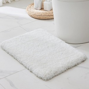 Attop Small Bathroom Rugs 17x24 Non Slip White Fluffy Bath Mat for Bathroom Floor Machine Washable Plush - 1 of 4