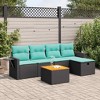 vidaXL 6 Piece Patio Sofa Set with Cushions Black Poly Rattan - 2 of 4