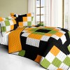 Slickblue Full/Queen, Patchwork Quilt Set, Reversible, Vermicelli Quilted, TC Fabric, Green/Blue, 3PC - 2 of 3