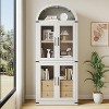 Arched Pantry Cabinet with Doors 71.4in Tall Wood Bookcase with 2 Drawers Farmhouse Kitchen Cupboard Modern Display Storage Cabinet - 4 of 4