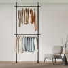 YIYIBYUS Black 2 Tiers Closet Organizer Double-Rod Adjustable Garment Rack - 2 of 4