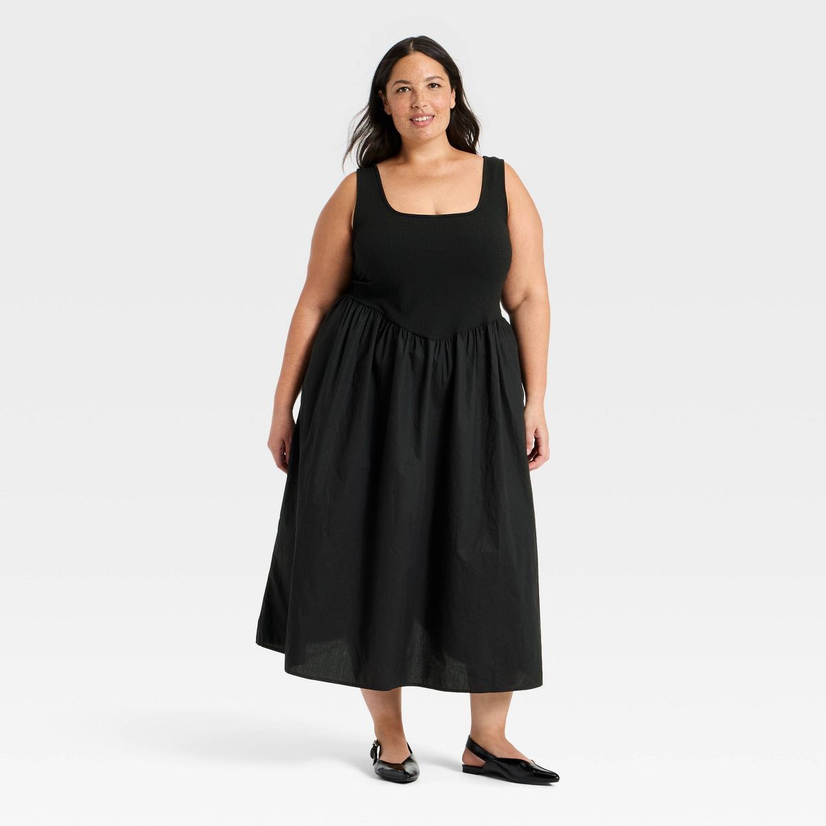 Women's Pullover Knit to Woven Midi Dress - A New Day™