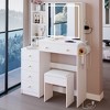PAGED 37" Vanity Desk Modern Makeup Vanity with 2 Socket, Hair Dryer Stand, LED Sliding Mirror for Bedroom, Living Room, Locker Room - 4 of 4