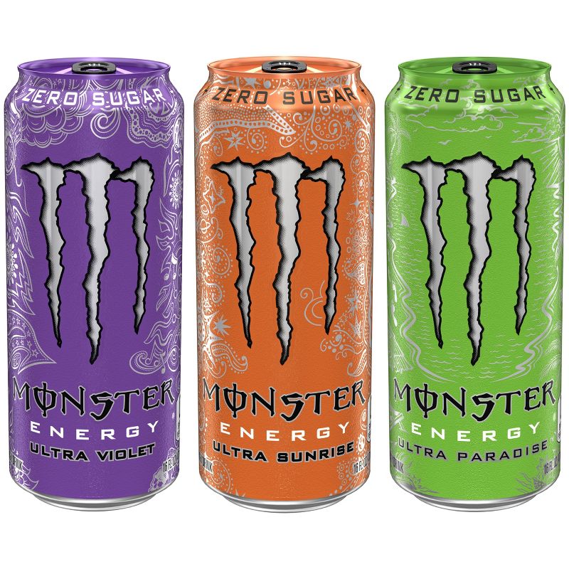 Monster Ultra Variety Pack Including Ultra Sunrise/Ultra Violet/Ultra Paradise, Energy Drink - 12pk/16 fl oz Cans, 3 of 4