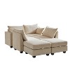 VYNXARIA 113.5 inch Modular Sectiona Corduroy Sofa,U Shaped Sectional Couch with Storage Ottoman,6 Seats Convertible Sectionals with Chaise,Beige - 3 of 4