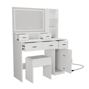 Gulches White Vanity Tables with Adjustable Mirror and Integrated Power Outlet - 1 of 4