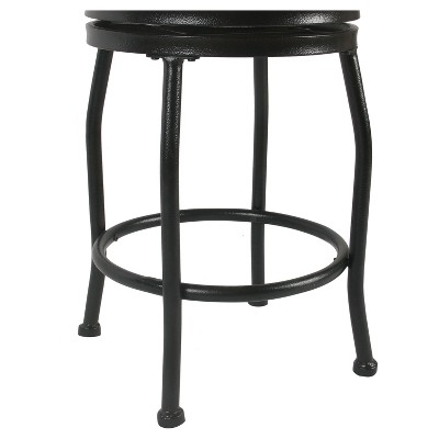 Tristan 24" Swivel Counter Stool in Black Metal with Gray Cushion