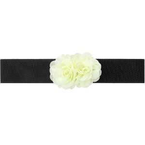 INSPIRE CHIC Women's Elastic Wide Double-Flower Stretch Corset Waist Belt 1 Pc - 1 of 4