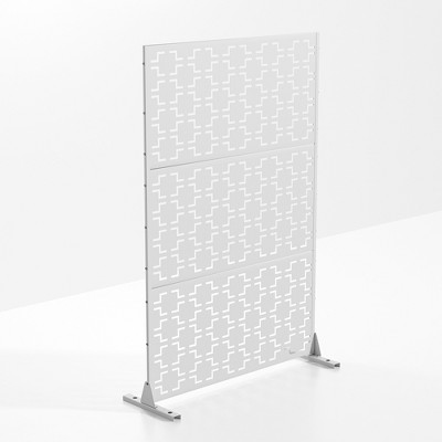 Lirago White 72 in. Galvanized Metal Outdoor Privacy Screens Garden Outdoor Fence